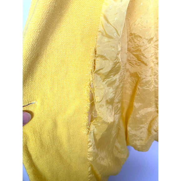 Vintage Linen Blend Yellow Oversized Blazer, Size 12 - Picture 5 of 5